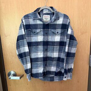 American Eagle Blue Gray Plaid Flannel Shirt Size Small